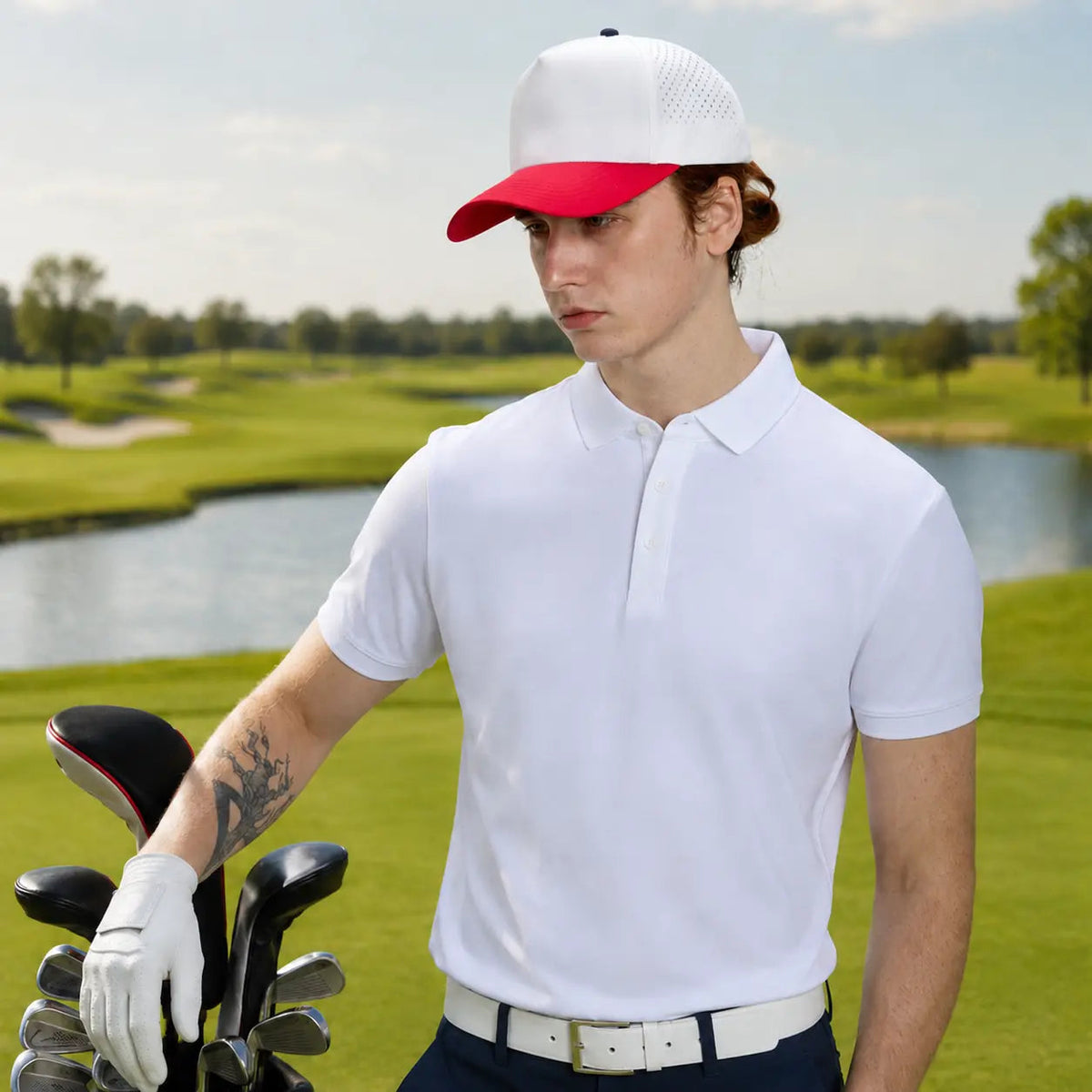Blank & Custom Perforated 5 Panel Performance Snapback Golf Hat Wholesale - 6526