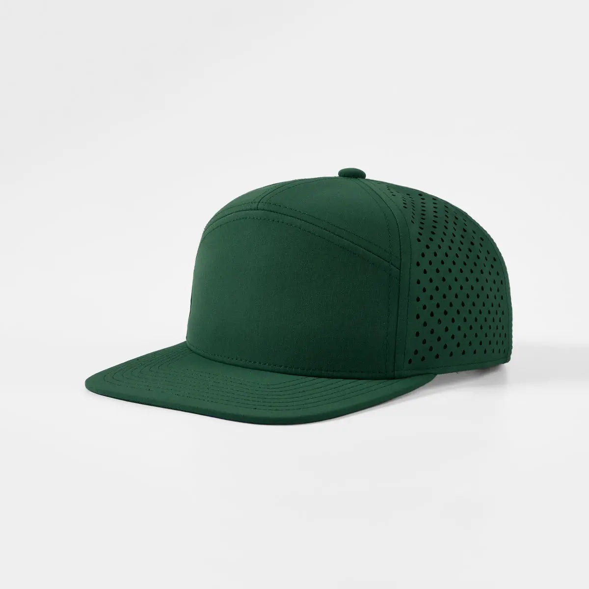 Blank & Custom Flat Bill 7 Panel Perforated Snapback Golf Hat Wholesale - 6472