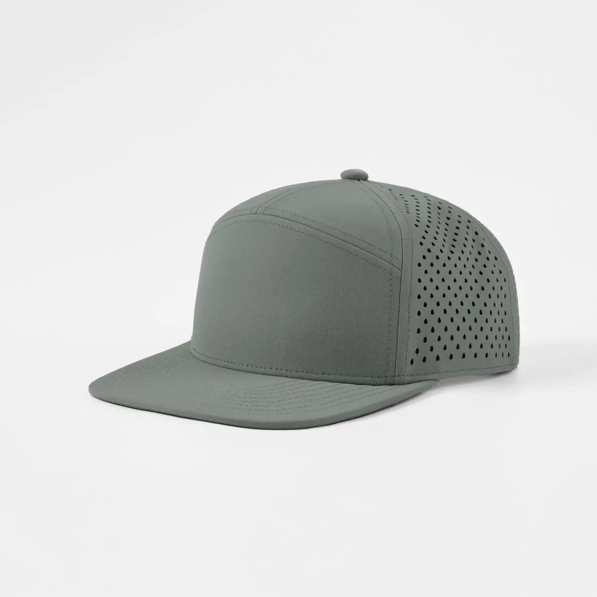 Blank & Custom Flat Bill 7 Panel Perforated Snapback Golf Hat Wholesale - 6472
