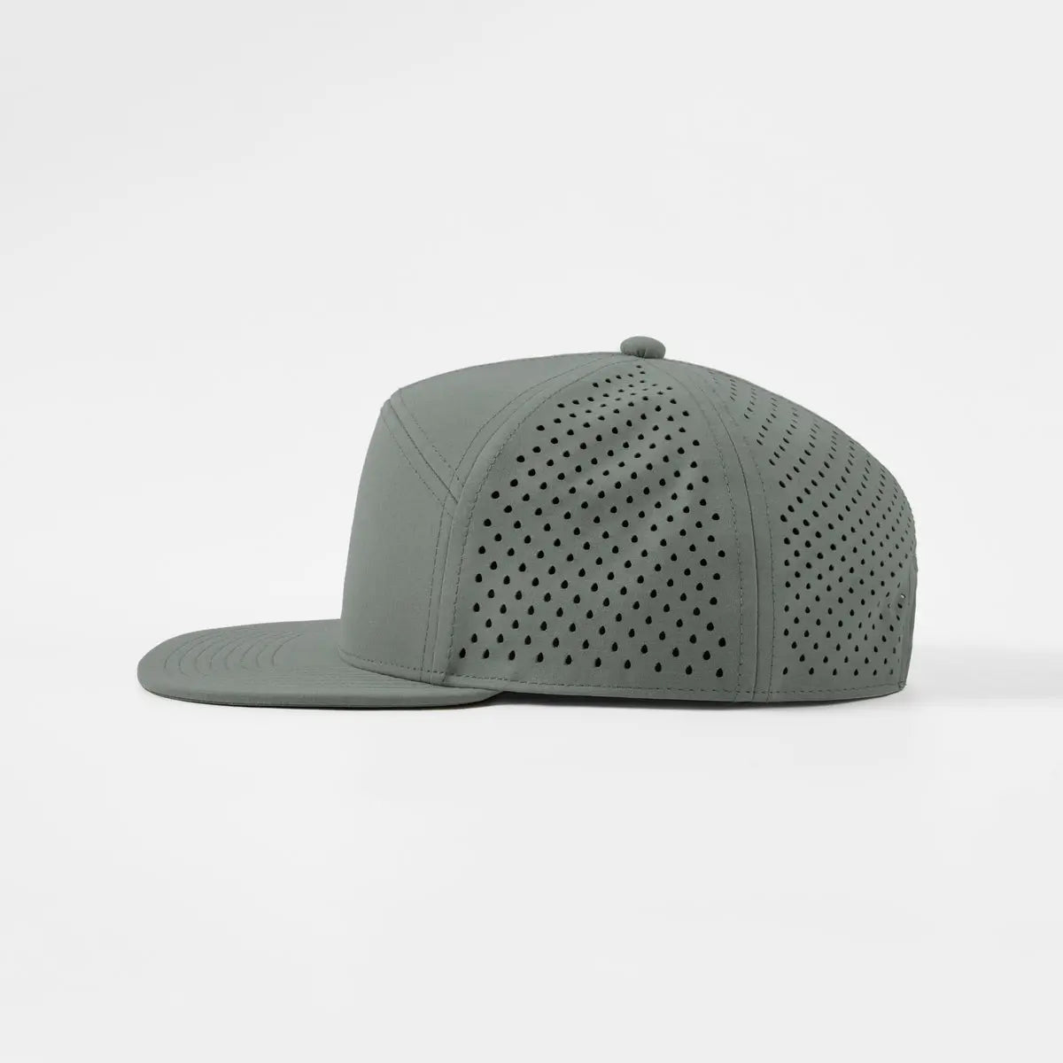 Blank & Custom Flat Bill 7 Panel Perforated Snapback Golf Hat Wholesale - 6472