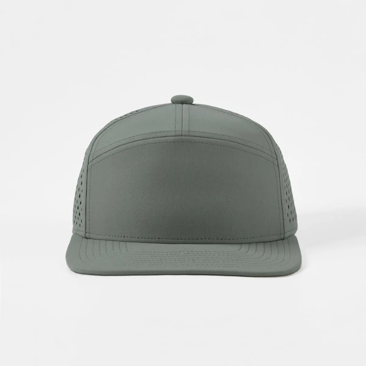 Blank & Custom Flat Bill 7 Panel Perforated Snapback Golf Hat Wholesale - 6472