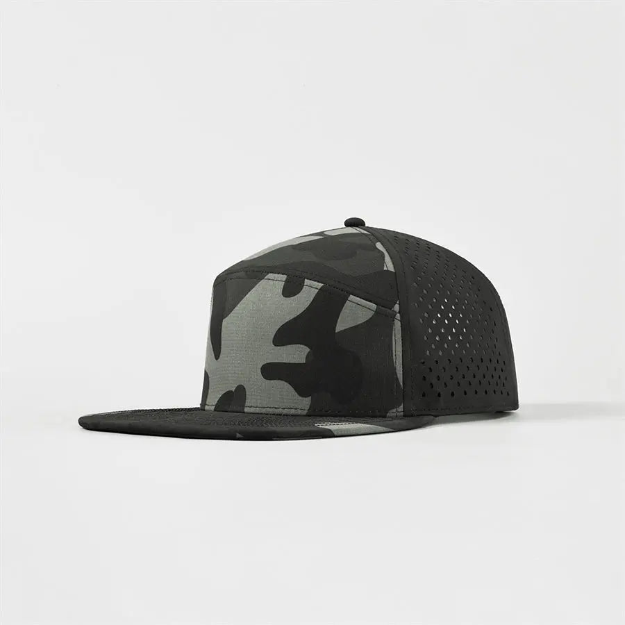 Blank & Custom Perforated Flat Bill Water Repellent Snapback Golf Hat Wholesale - 6023