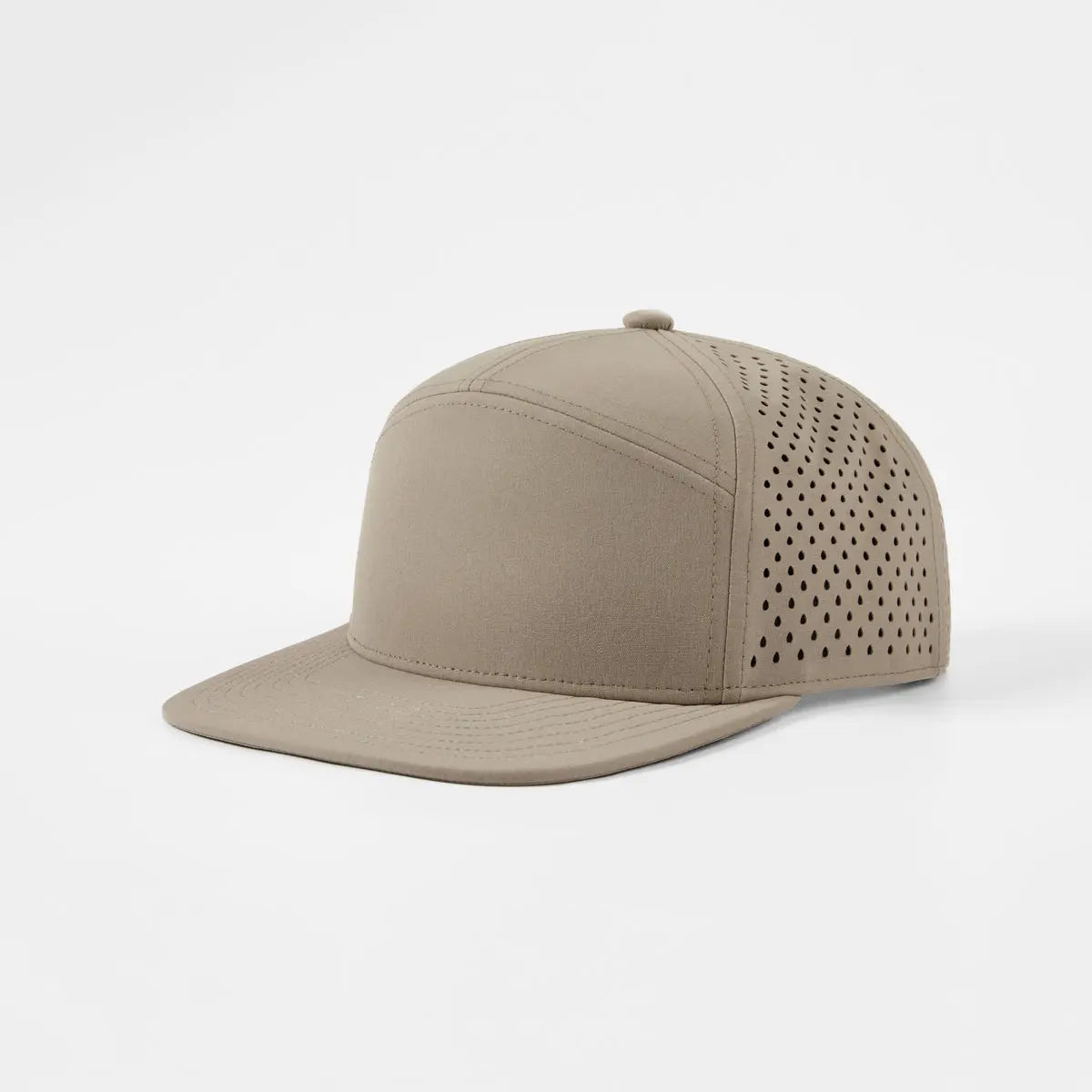 Blank & Custom Flat Bill 7 Panel Perforated Snapback Golf Hat Wholesale - 6472