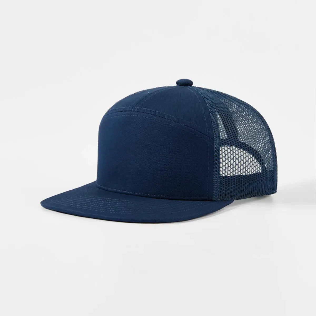 Blank & Custom Flat Bill 7 Panel Trucker Hat Wholesale - 6471 (Recycled)