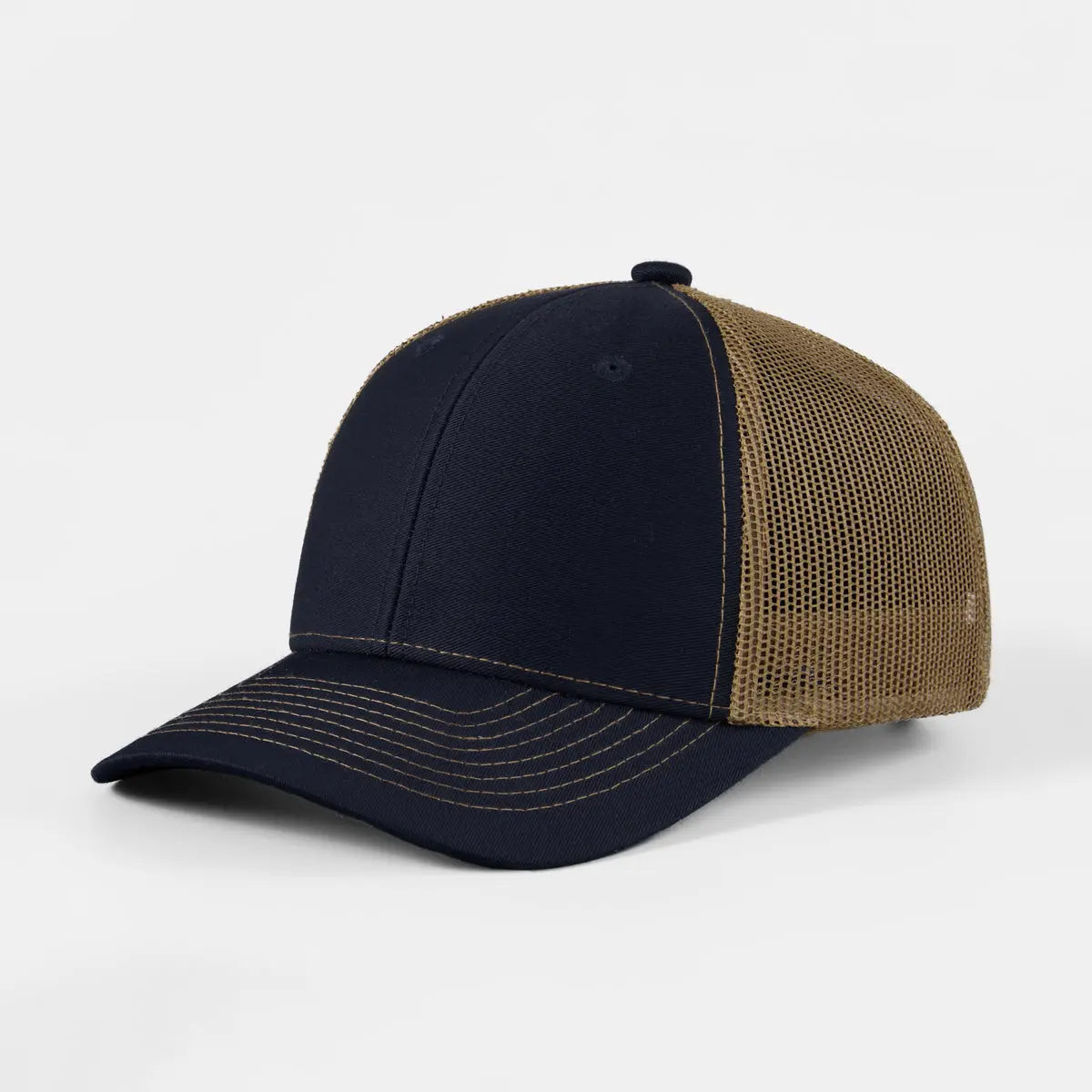 Blank & Custom 6 Panel Mid Profile Structured Trucker Hat Wholesale - 7018