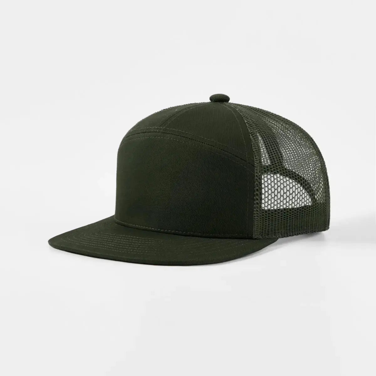 Blank & Custom Flat Bill 7 Panel Trucker Hat Wholesale - 6471 (Recycled)