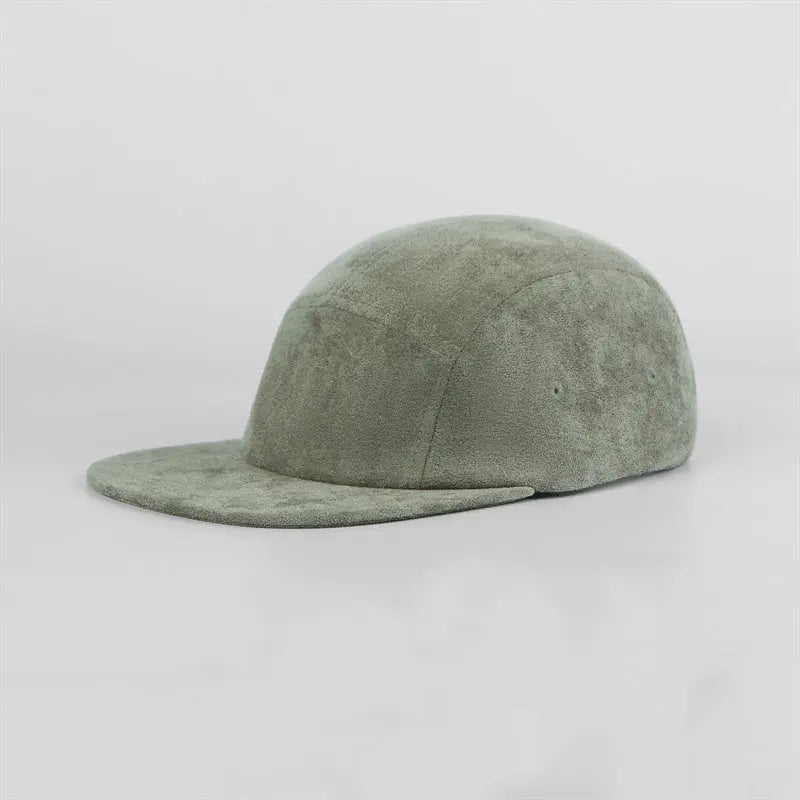 Blank Suede 5 Panel Flat Bill Camper Cap Wholesale - 6739
