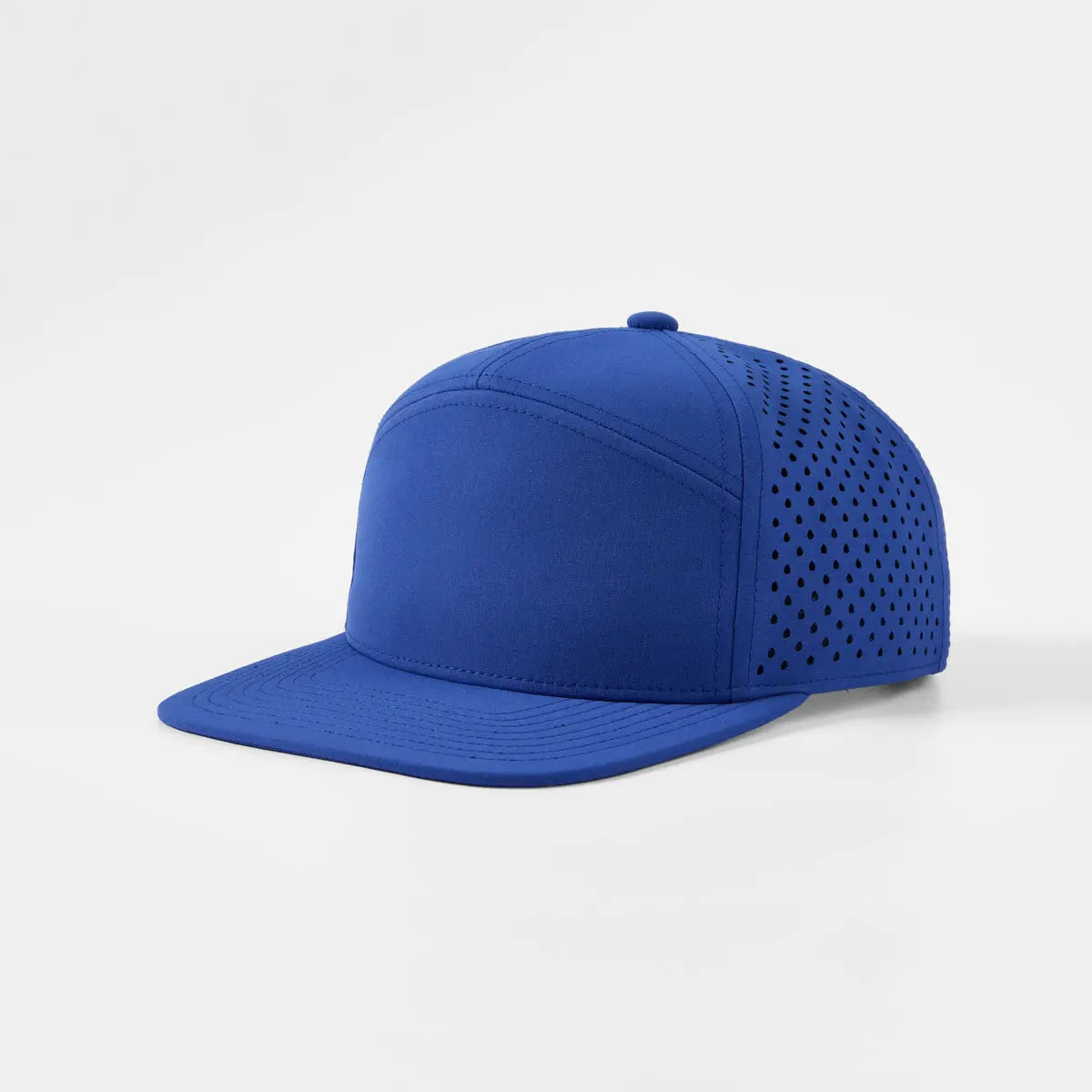 Blank & Custom Flat Bill 7 Panel Perforated Snapback Golf Hat Wholesale - 6472