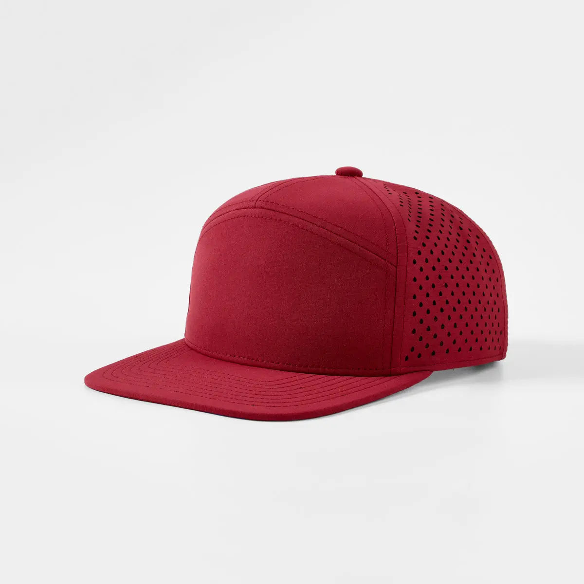 Blank & Custom Flat Bill 7 Panel Perforated Snapback Golf Hat Wholesale - 6472