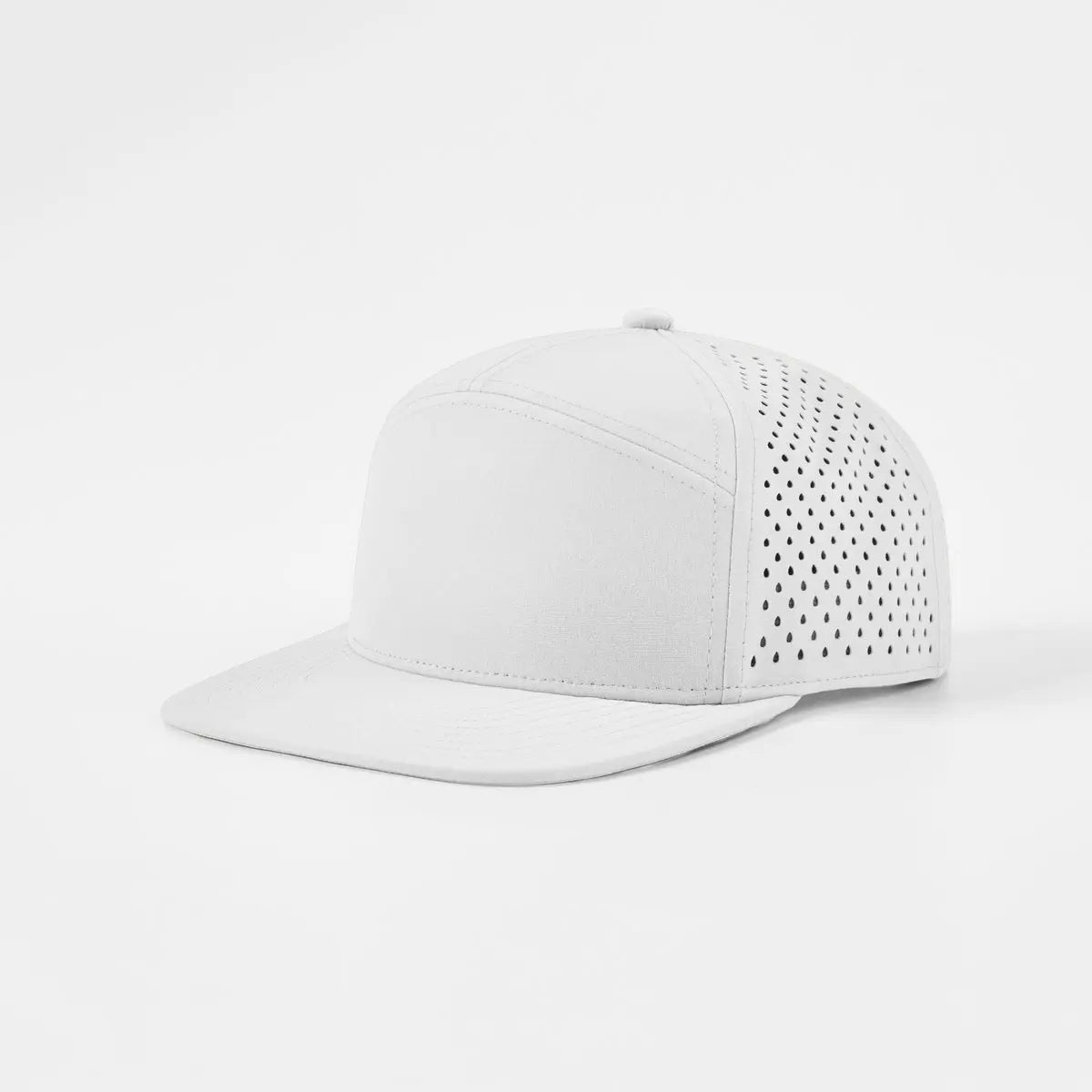 Blank & Custom Flat Bill 7 Panel Perforated Snapback Golf Hat Wholesale - 6472