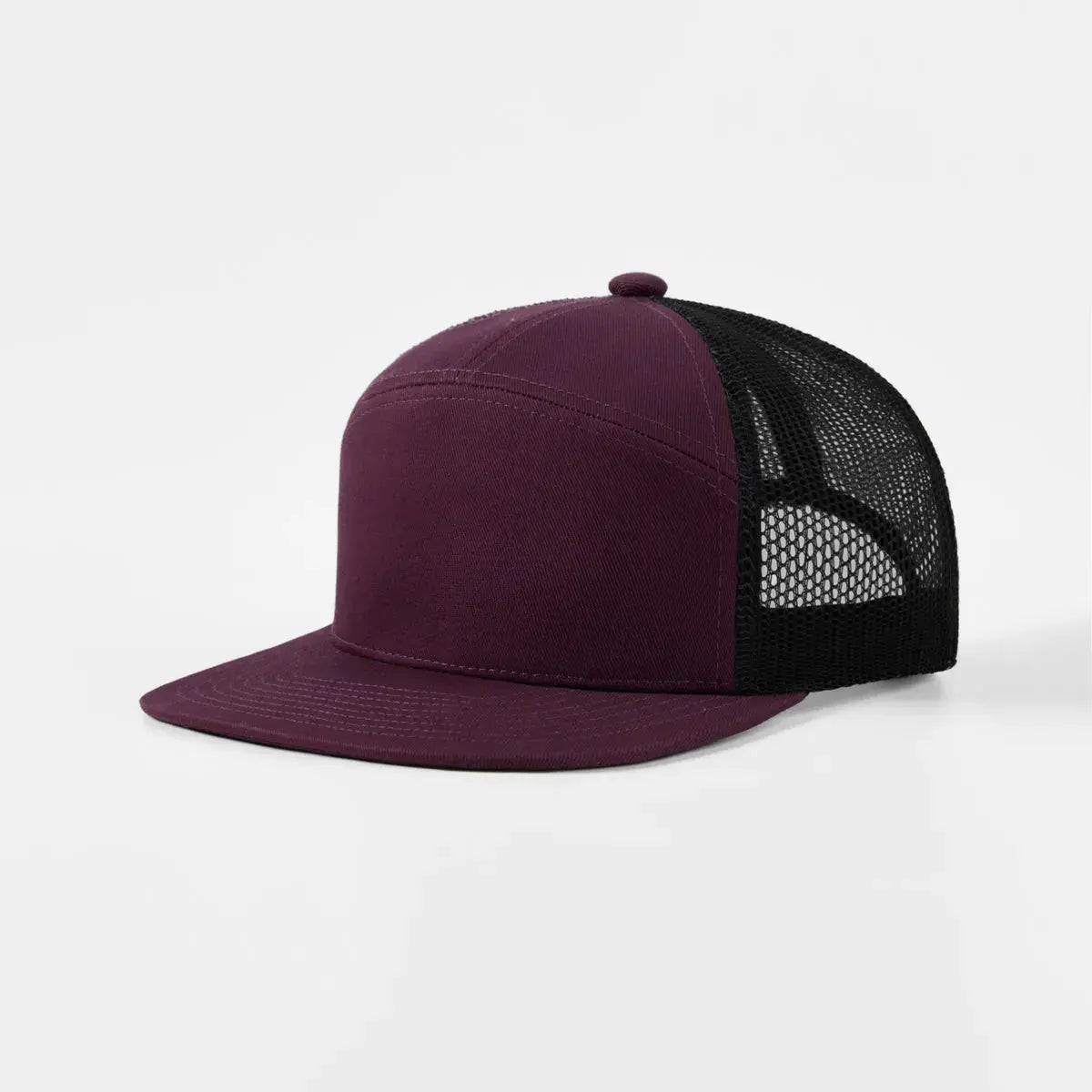 Blank & Custom Flat Bill 7 Panel Trucker Hat Wholesale - 6471 (Recycled)