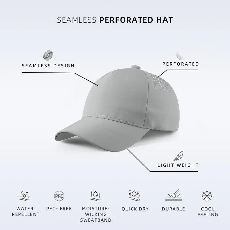 Blank Seamless Bonded Water Repellent Perforated 5 Panel Snapback Golf Hat Wholesale  - 5312