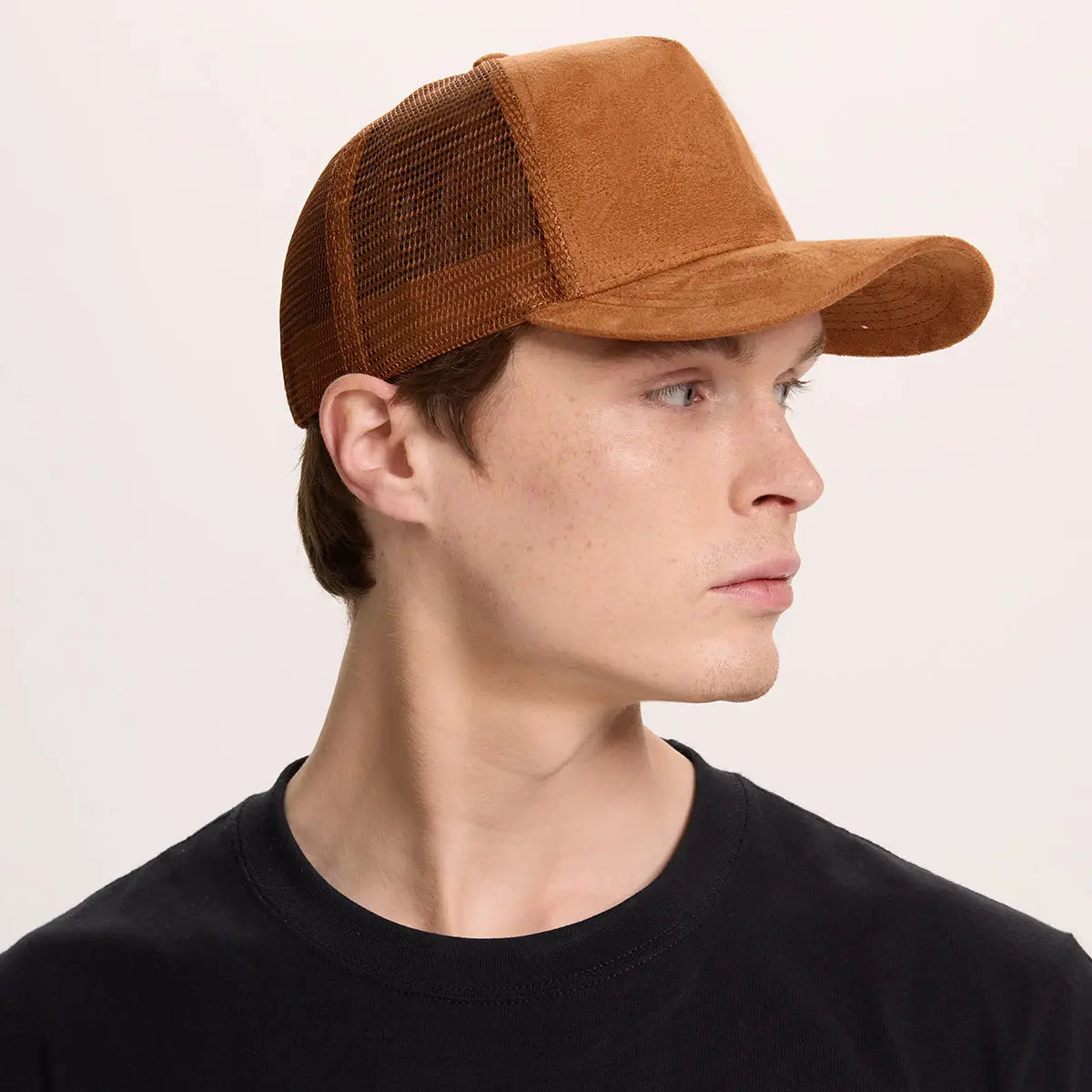 Blank Suede Mesh 5 Panel Trucker Hats Wholesale - 6710