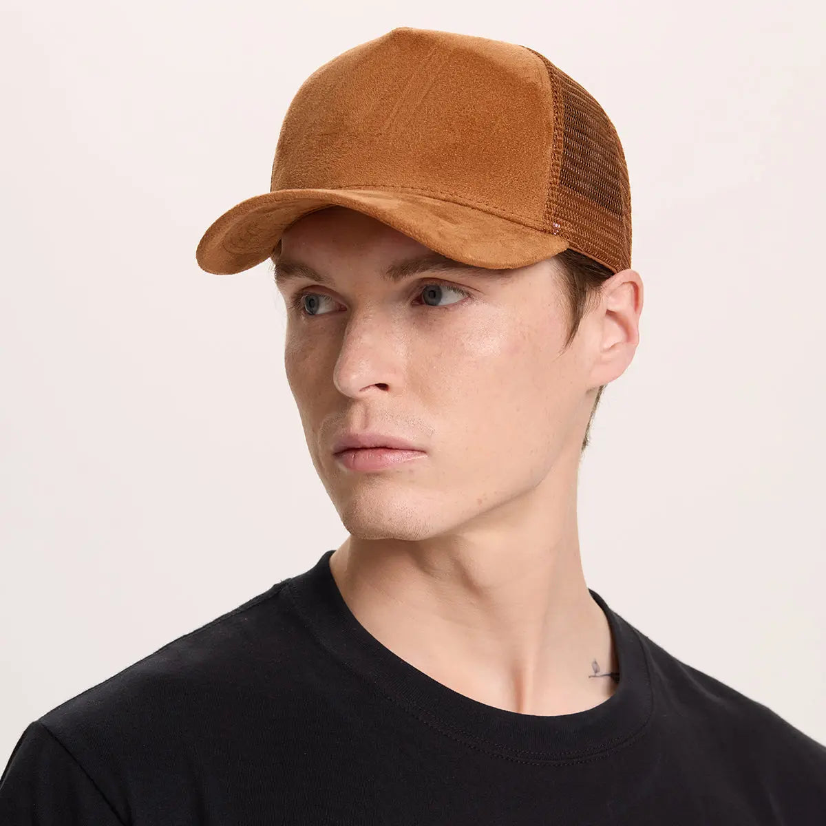 Blank Suede Mesh 5 Panel Trucker Hats Wholesale - 6710