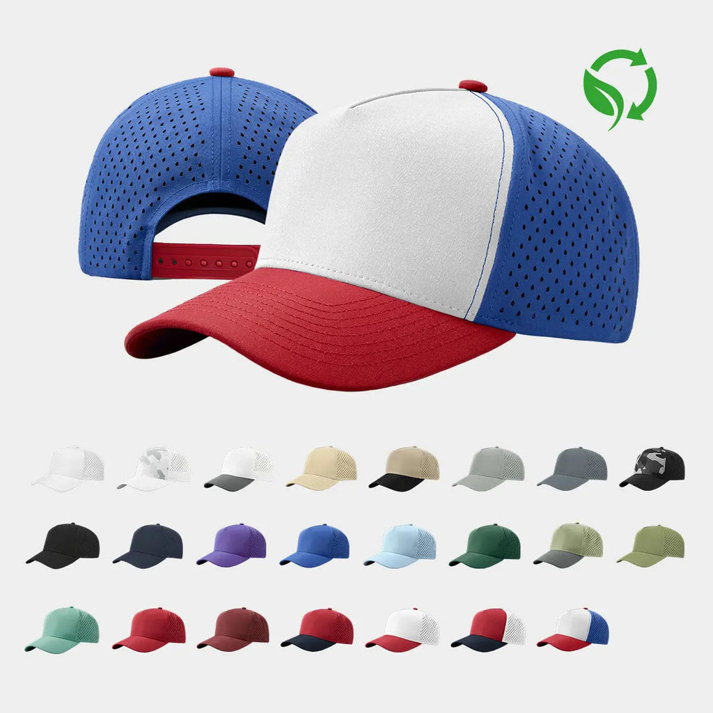 Blank & Custom Perforated 5 Panel Performance Snapback Golf Hat Wholesale - 6526